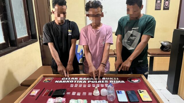 Sat Resnarkoba Polres Bima Amankan 3 Terduga Pengedar dan 2,64 Gram Shabu