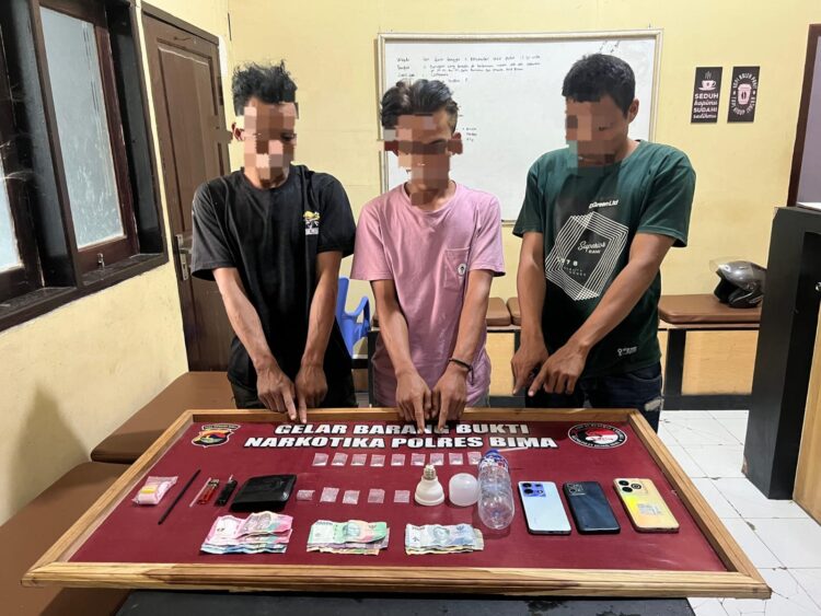 Sat Resnarkoba Polres Bima Amankan 3 Terduga Pengedar dan 2,64 Gram Shabu