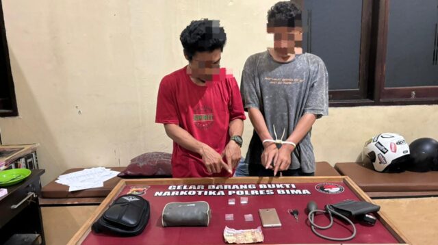 Satresnarkoba Polres Bima Amankan Dua Terduga Pengedar Narkoba di Desa Nata