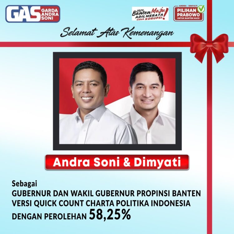 Quick Count Sementara Andra Soni dan Dimyati Unggul, Fonda Tangguh Ucapkan Selamat