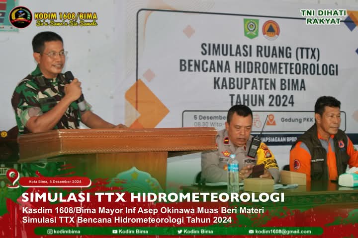 Kasdim 1608/Bima Mayor Inf Asep Okinawa Muas Jadi Pemateri Pada Simulasi TTX Hidrometeorologi Kasdim 1608/Bima Mayor Inf Asep Okinawa Muas Jadi Pemateri Pada Simulasi TTX Hidrometeorologi