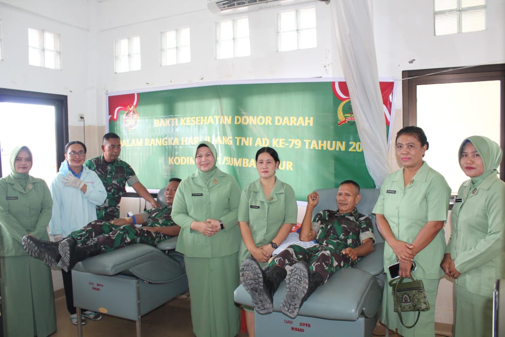 Peringati Hari Juang TNI AD ke-79, Kodim 1601/Sumba Timur Gelar Bhakti Kesehatan Donor Darah