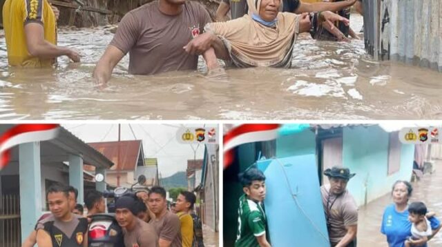 Respon Cepat Polres Bima Kota Evakuasi Korban Banjir