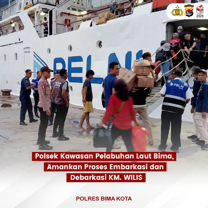 Polsek Kawasan Pelabuhan Laut Bima Amankan Proses Embarkasi dan Debarkasi KM WILIS