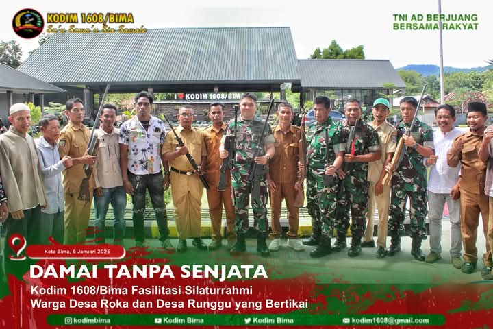 Damai Tanpa Senjata, Kodim 1608/Bima Fasilitasi Islah Desa Roka dan Runggu