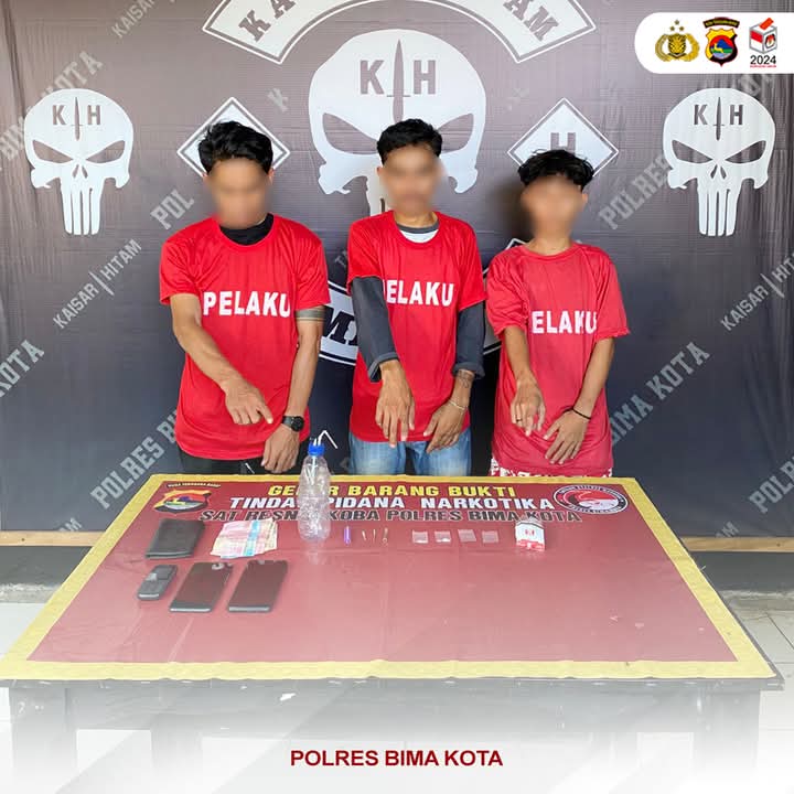 Tim Kaisar Hitam Satresnarkoba Polres Bima Kota Tangkap Tiga Ramaja Pemilik Shabu
