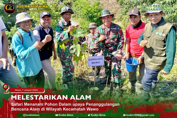 Melestarikan Alam, Danramil 1608-05/Wawo Pimpin Kegiatan Safari Menanam