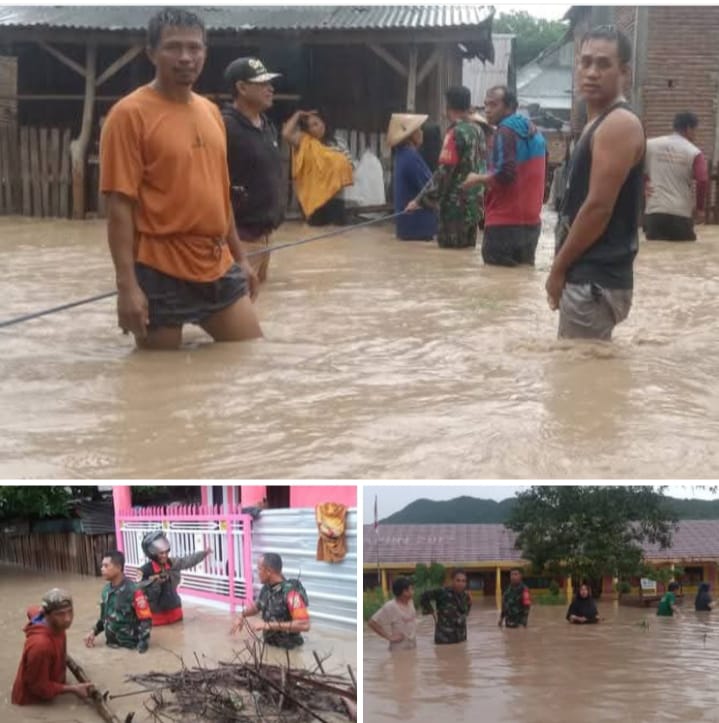 Respon Cepat Koramil 07/Monta Evakuasi Korban Banjir di Desa Sakuru