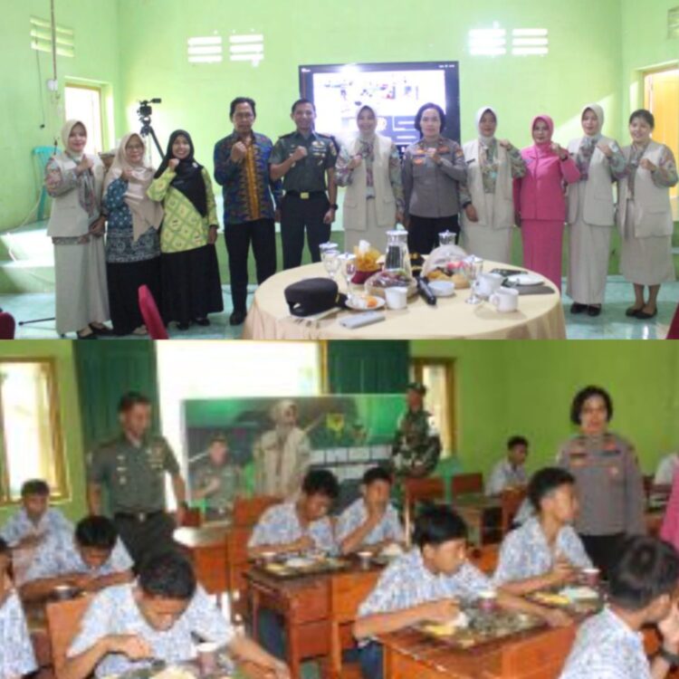 Kodim 0405/Lahat Gelar Program Dapur Masuk Sekolah Si SMP Kartika II-3 Lahat