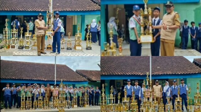 Sukses Raih Puluhan Prestasi Selama Tahun 2024 Siswa/i SMP Negeri 4 Kotabaru Serahkan Piala Ke Sekolah