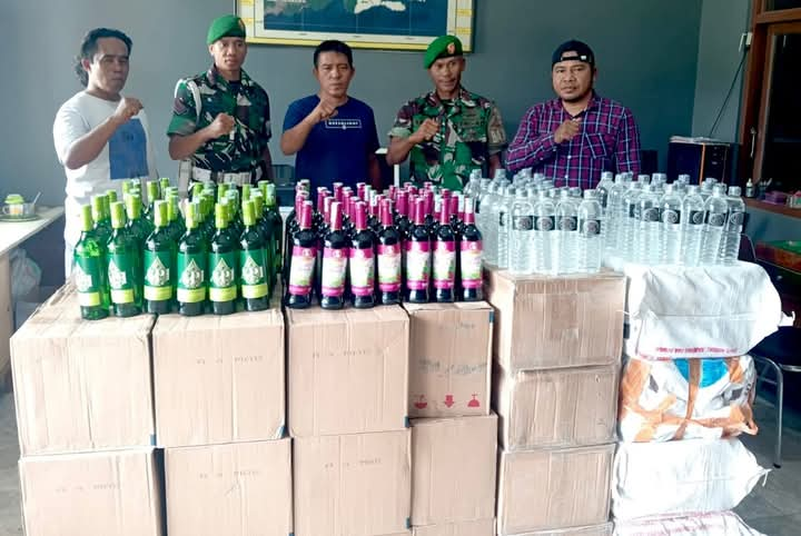 Kodim 1608/Bima Bersama Sat Pol PP Amankan 1.608 Botol Miras