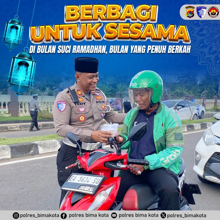 Tebar Kebaikan di Ramadhan Penuh Magfirah, Polres Bima Kota Berbagi Takjil