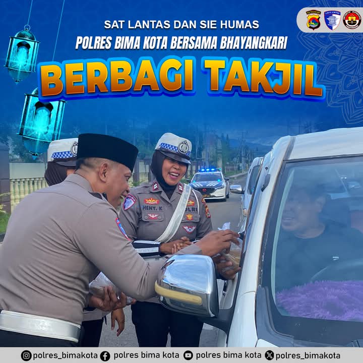 Tebar Kebaikan di Ramadhan Penuh Magfirah, Polres Bima Kota Berbagi Takjil