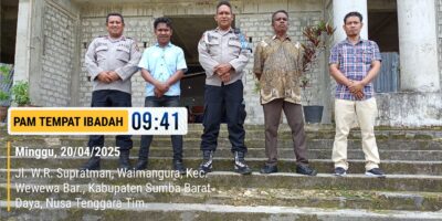 Personil Anggota Polsek Wewewa Barat Melaksanakan Pengamanan Ibadah Paskah di Gereja GKS Waimangura