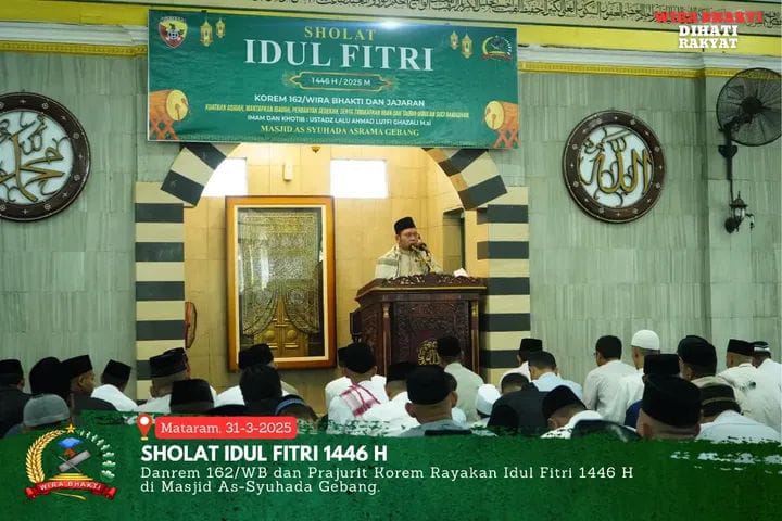 Danrem 162/Wira Bhakti Solat Idul Fitri 1446 H di Masjid As-Syuhada Gebang Danrem 162/Wira Bhakti Solat Idul Fitri 1446 H di Masjid As-Syuhada Gebang