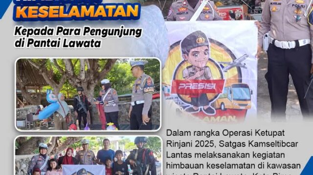 Satgas Kamseltibcar Lantas Himbau Keselamatan di Pantai Lawata