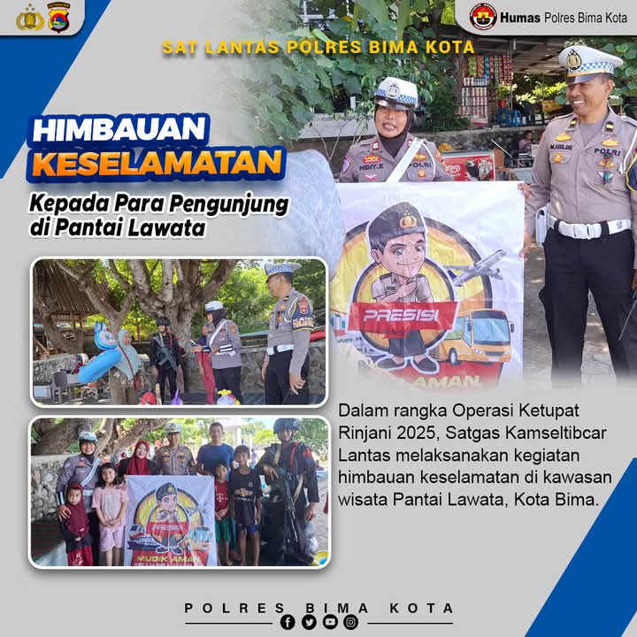 Satgas Kamseltibcar Lantas Himbau Keselamatan di Pantai Lawata