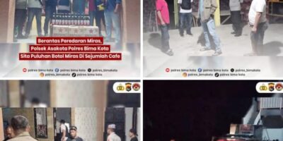 Patroli Cipkon, Polsek Asakota Sita Puluhan Botol Miras di Sejumlah Cafe