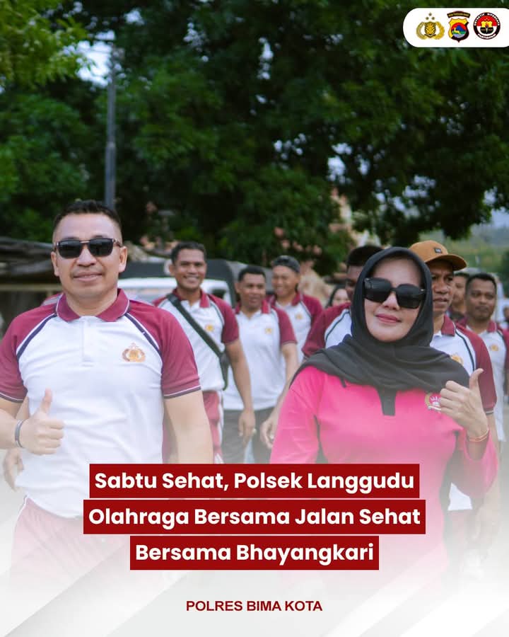 Sabtu Sehat, Polsek Langgudu Gelar Olahraga Jalan Sehat