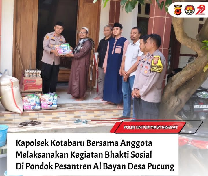 Polsek Kotabaru Polres Karawang Gelar Bakti Sosial dalam Rangka HUT Bhayangkara ke-79 ke Pondok Pesantren Al Bayan Desa Pucung