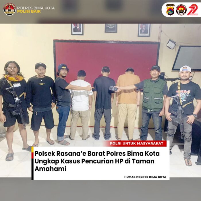 Tim Opsnal Polsek Rasbar Meringkus Tiga Orang Terduga Pencurian Hp di Taman Amahami