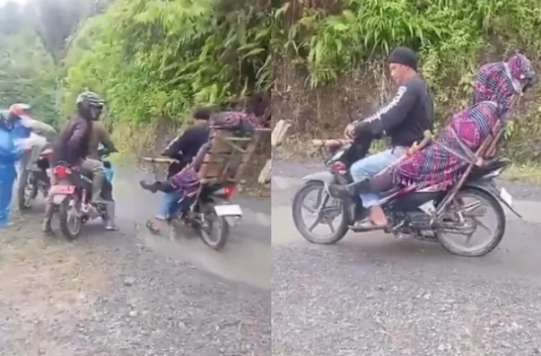 Viral! Pria Bonceng Jenazah di Jalur Ekstrem, Bukti Ketimpangan Infrastruktur