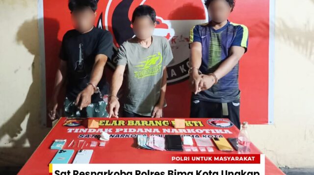 Sat Resnarkoba Polres Bima Kota Ungkap Peredaran Shabu di Tanjung, Tiga Terduga Diamankan
