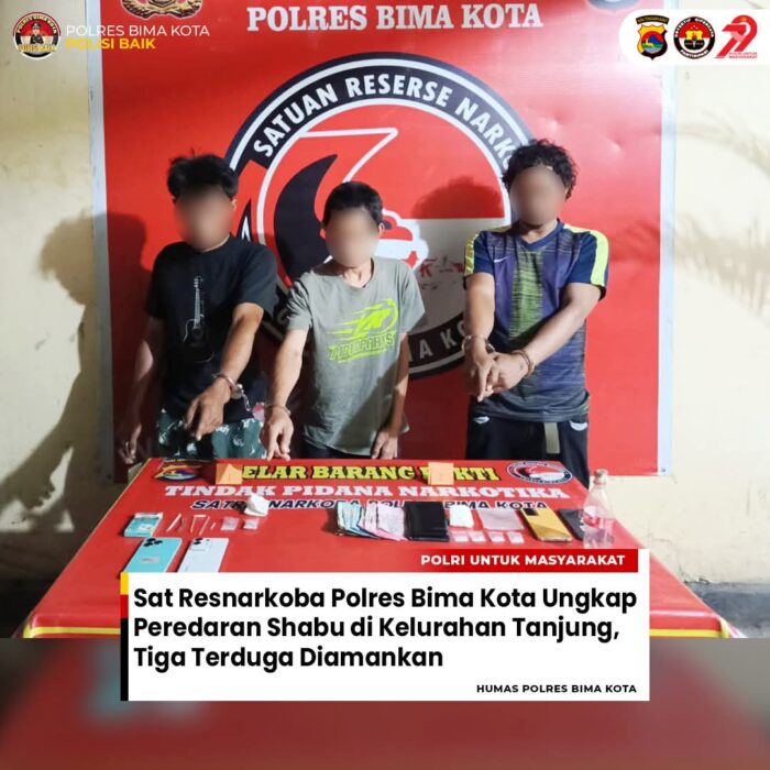 Sat Resnarkoba Polres Bima Kota Ungkap Peredaran Shabu di Tanjung, Tiga Terduga Diamankan Sat Resnarkoba Polres Bima Kota Ungkap Peredaran Shabu di Tanjung, Tiga Terduga Diamankan