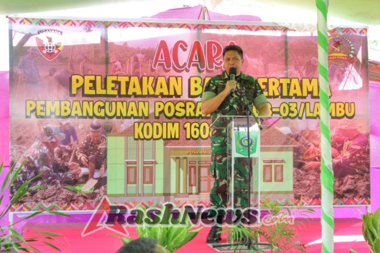 Dandim 1608/Bima Resmikan Peletakan Batu Pertama Kantor Posramil Lambu Dandim 1608/Bima Resmikan Peletakan Batu Pertama Kantor Posramil Lambu