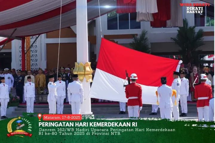 Danrem 162/WB Hadiri Upacara Peringatan Hari Kemerdekaan RI ke-80 Tahun 2025 di Provinsi NTB