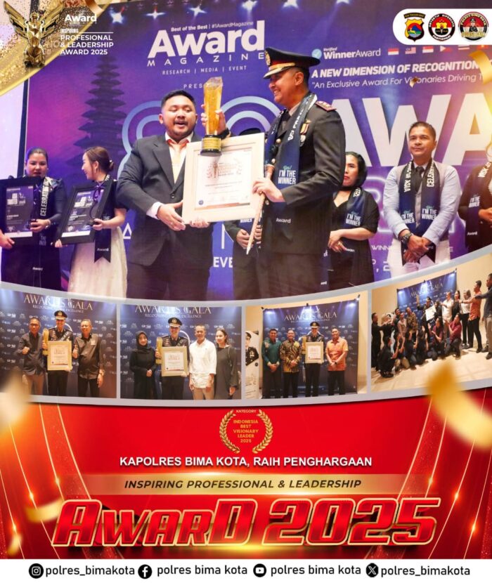 Kapolres Bima Kota Raih Penghargaan Bergengsi Indonesia Award Magazine Inspiring Profesional and Leadership Award 2025