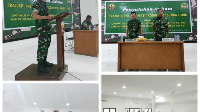 Prajurit, PNS, dan Persit Kodim 1601/Sumba Timur Ikuti Penyuluhan Hukum dari Kumdam IX/Udayana