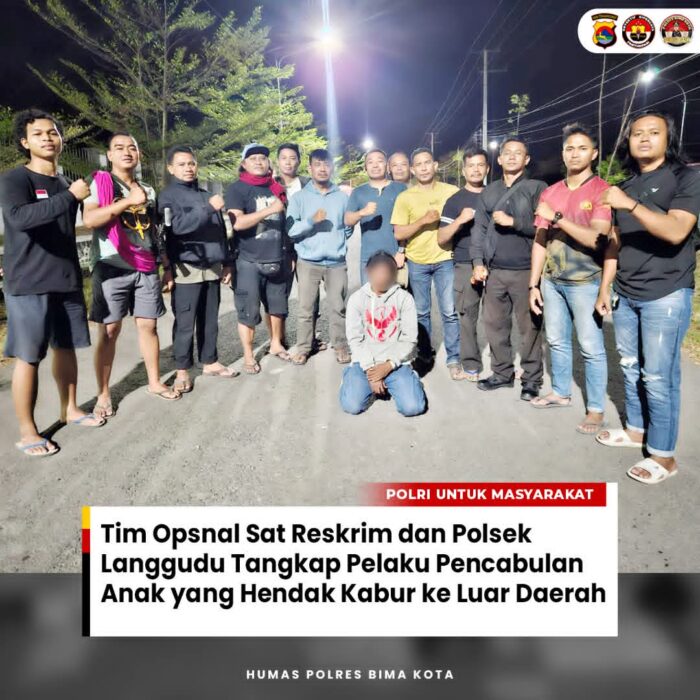 Kerjasama Polres Bima Kota dan Polsek Langgudu Berhasil Menangkap Pelaku Pencabulan Yang Hendak Kabur