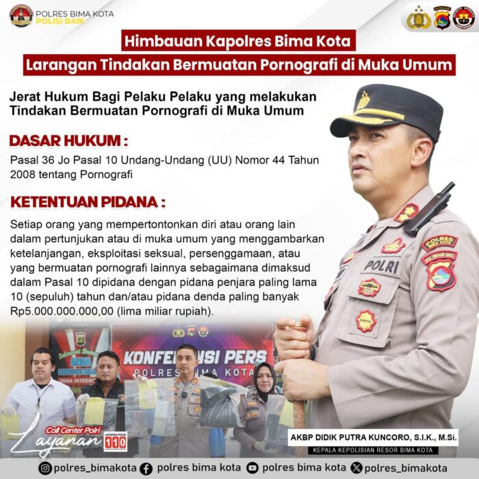 Himbauan Kapolres Bima KotaTentang Larangan Pornografi di Muka Umum