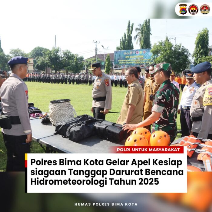 Kapolres Bima Kota Pimpin Apel Kesiapsiagaan Tanggap Darurat Bencana Hidrometeorologi Tahun 2025