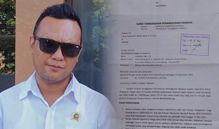 Pengacara Andre Lado Surati Ketua PN Kupang Minta Tunda Eksekusi Tanah Lampu Merah Oesapa