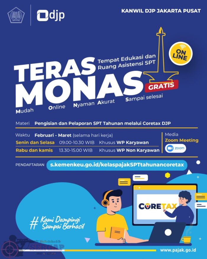 Kanwil DJP Jakarta Pusat Hadirkan TERAS MONAS, Layanan Edukasi dan Asistensi SPT Tahunan Secara Online