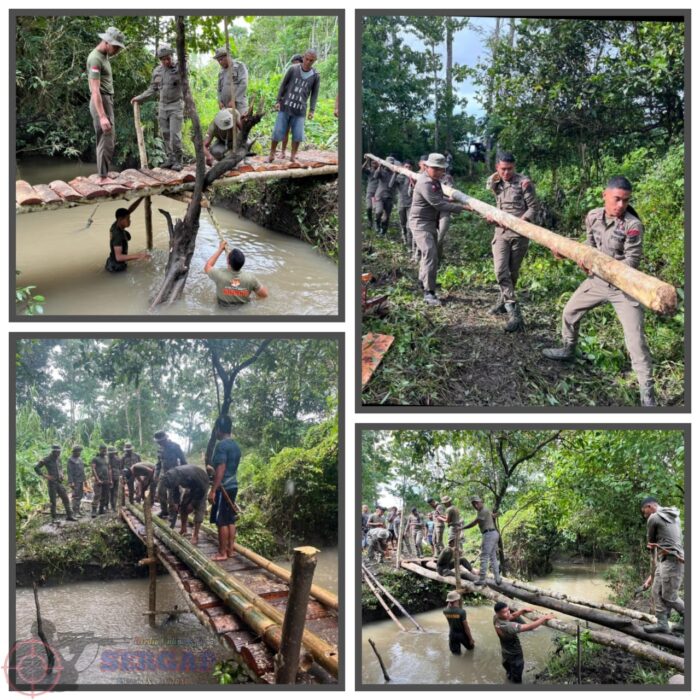 Brimob Sumba Tengah Bangun Jembatan Penyeberangan untuk Warga Wairasa