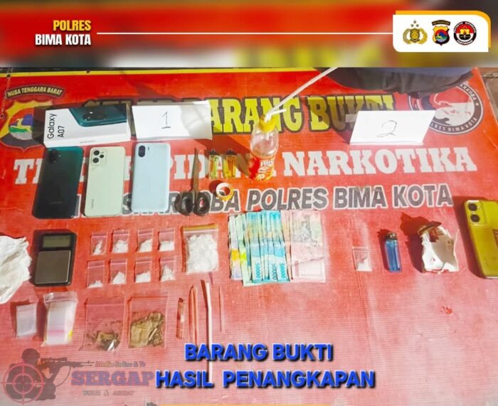 Tim Opsnal Sat Resnarkoba Polres Bima Kota Ringkus Tiga Pengedar, Sita 28,37 Gram Shabu dan 1,05 Gram Ganja