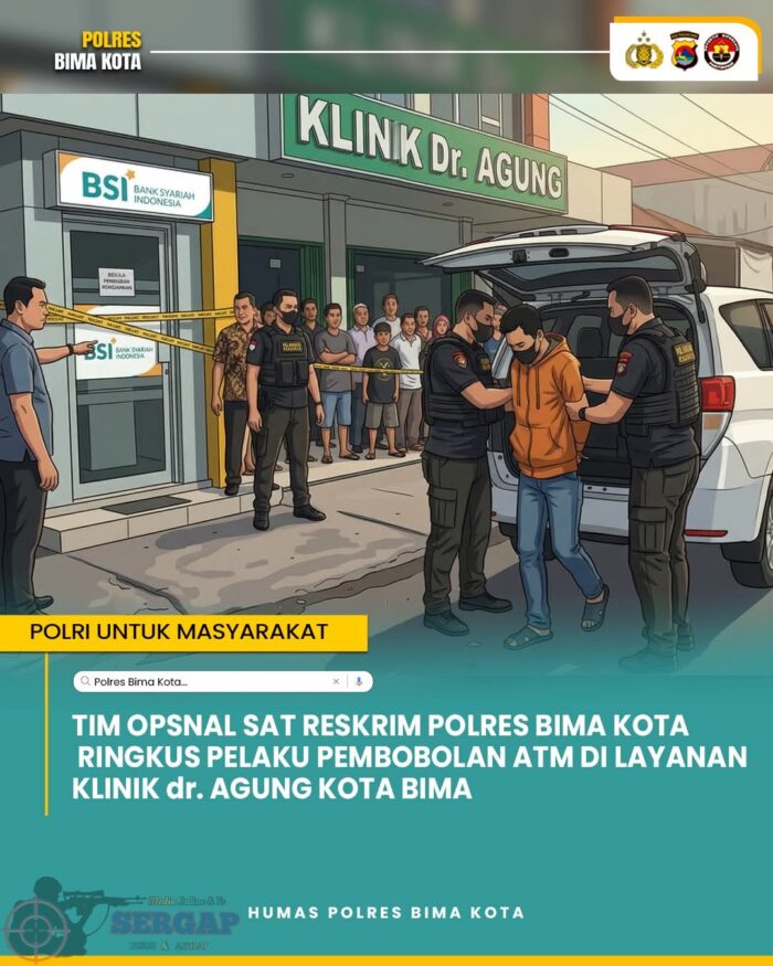Tim Opsnal Sat Reskrim Polres Bima Kota Ringkus Pelaku Pembobolan ATM di Klinik dr. Agung
