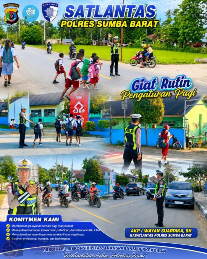 SATLANTAS Polres Sumba Barat Hadir Lebih Awal,Melayani Sepenuh Hati.
