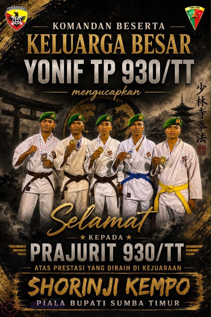 Prajurit Yon TP 930 TODA TEBI Borong 7 Medali di Kejuaraan Shorinji Kempo Piala Bupati Sumba Timur