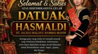 Alek Adat Bersejarah, Hasmaldi Dt. Jalelo Rambai Manih Resmi Menjadi Datuak Suku Malayu Rambai Manih