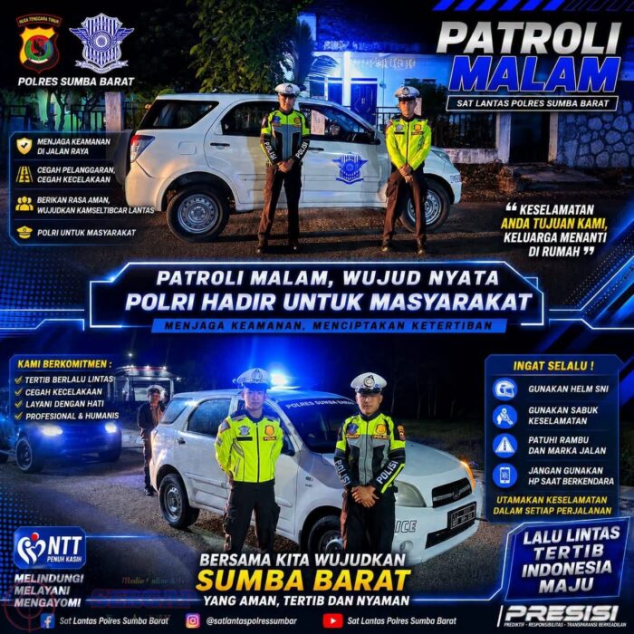 Patroli malam Wujud Sumba Barat Tertib dan Aman"Polri Hadir Untuk Masyarakat