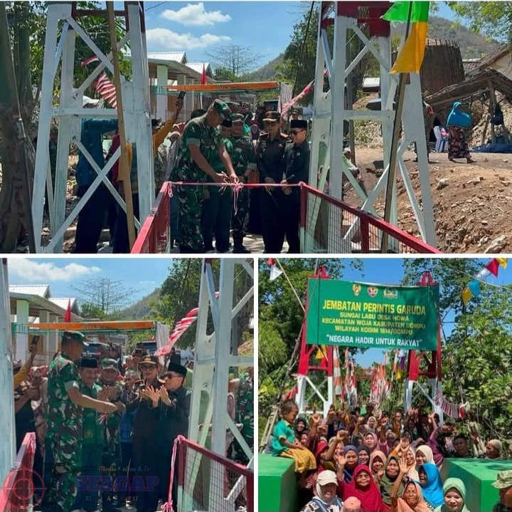 Danrem 162/Wira Bhakti Resmikan Jembatan Perintis Garuda Desa Nowa