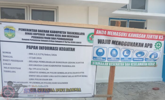 Proyek Pemeliharaan Gedung UPTD Perindag Kadipaten Disorot, Papan Proyek Diduga Tak Sesuai Lokasi