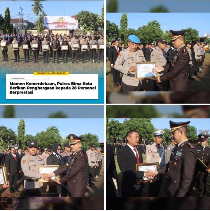 Momen Kemerdekaan, Kapolres Bima Kota Berikan Penghargaan Kepada 28 Personel Berprestasi