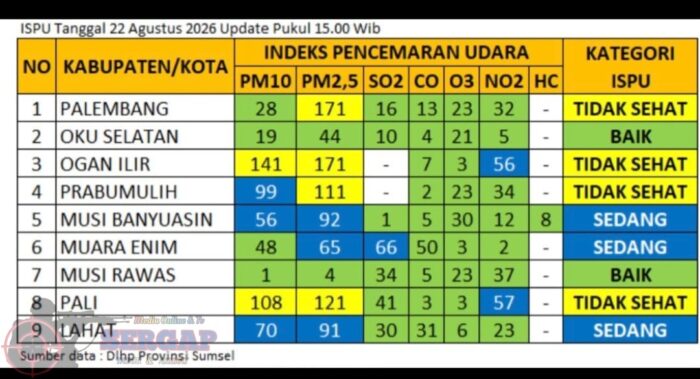 Kualitas Udara Muara Enim Masuk Kategori 'Sedang', Warga Diimbau Tetap Waspada