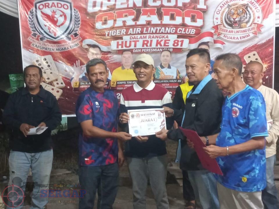 Sukses Gelar Turnamen, Club Domino ORADO Tiger Air Lintang,Denni Kristian Keluar Sebagai Juara Pertama