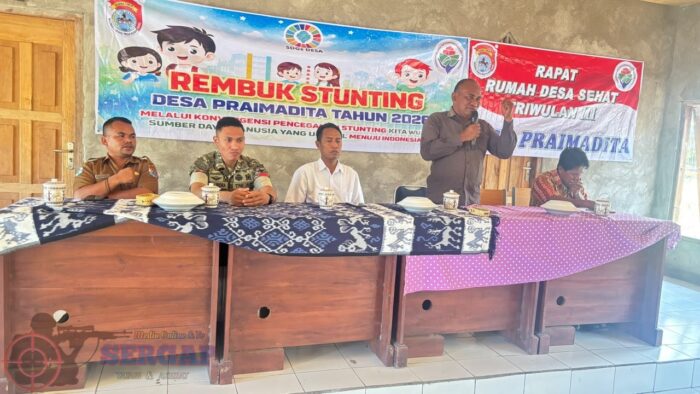 Babinsa Koramil 06/Karera Hadiri Rapat Rumah Desa Sehat dan Rembuk Stunting Triwulan III Tahun 2026